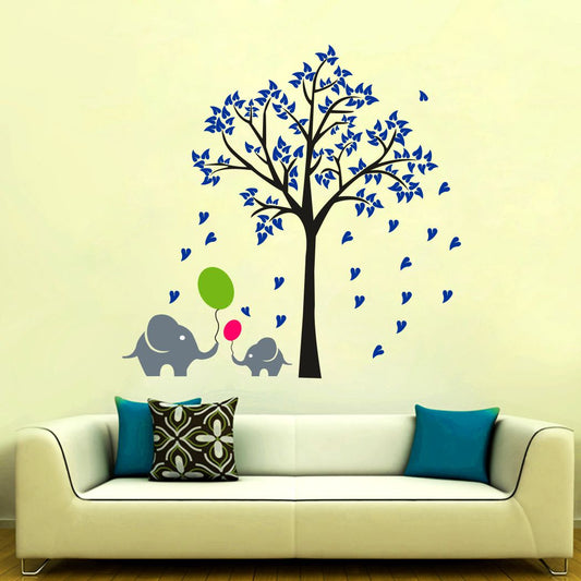 Homexa Decor | Colorful Tree With Elephant and Balloon Design Wall Sticker (Size 67 x 70 cm)