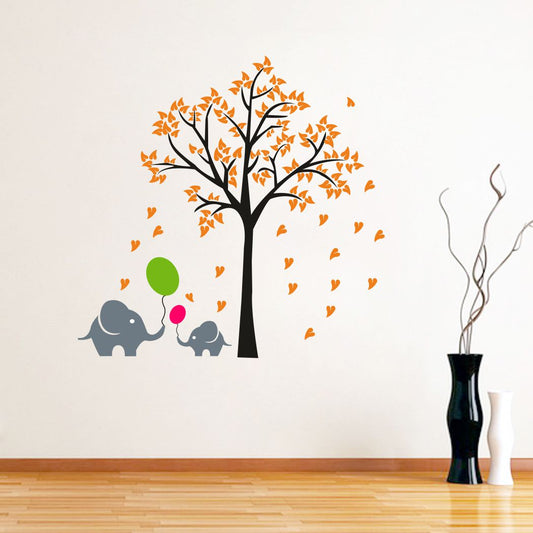 Homexa Decor | Colorful Tree With Elephant and Balloon Design Wall Sticker (Size 67 x 70 cm)