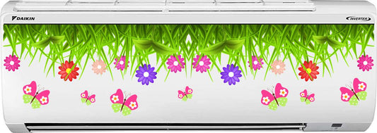 Homexa Decor | Beautiful Flower Grass Butterfly Design AC Sticker (Size 90 x 21 cm)