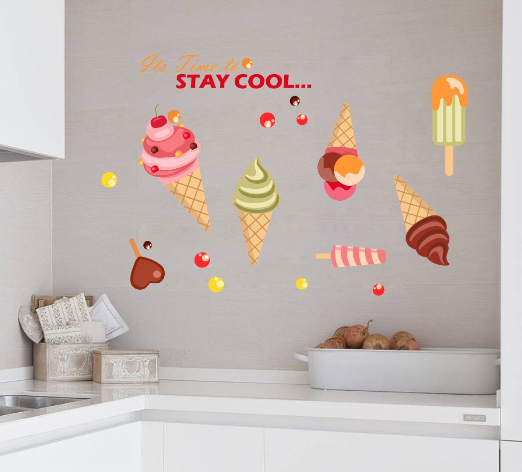 Homexa Decor | Delicious Ice Cream Design Wall Sticker (Size 91 x 60 cm)