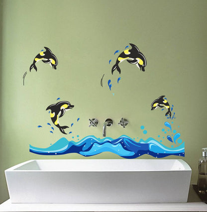 Homexa Decor | Dolphin Fish Design Wall Sticker (Size 77 x 63 cm)