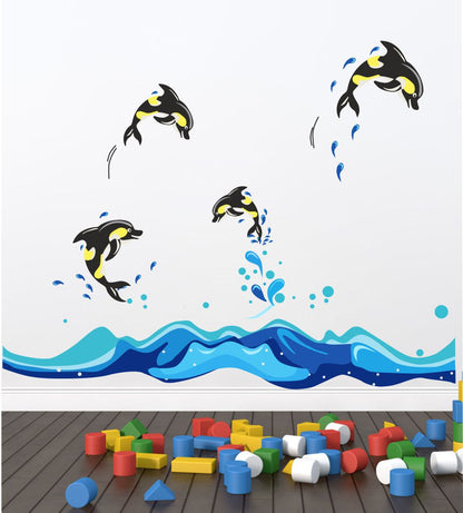 Homexa Decor | Dolphin Fish Design Wall Sticker (Size 77 x 63 cm)