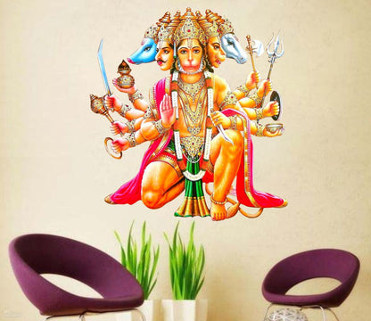 Homexa Decor | Spiritual Panchmukhi Hanuman Ji Wall Sticker (Size 52 x 56 cm)