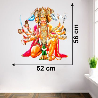 Homexa Decor | Spiritual Panchmukhi Hanuman Ji Wall Sticker (Size 52 x 56 cm)