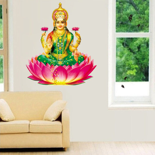 Homexa Decor | Lotus Laxmi Ji  Wall Sticker (Size 49 x 57 cm)