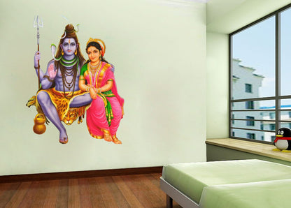 Homexa Decor | Gods of Shiv and Parvati Maa Design Wall Sticker (Size 42 x 56 cm)