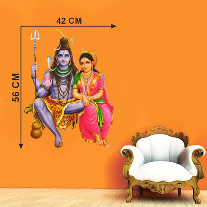 Homexa Decor | Gods of Shiv and Parvati Maa Design Wall Sticker (Size 42 x 56 cm)