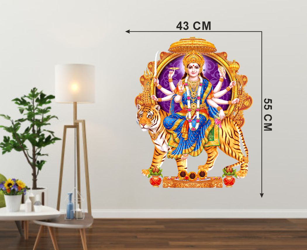 Homexa Decor | Durga Maa and Lion Design Wall Sticker (Size 43 x 88 cm)