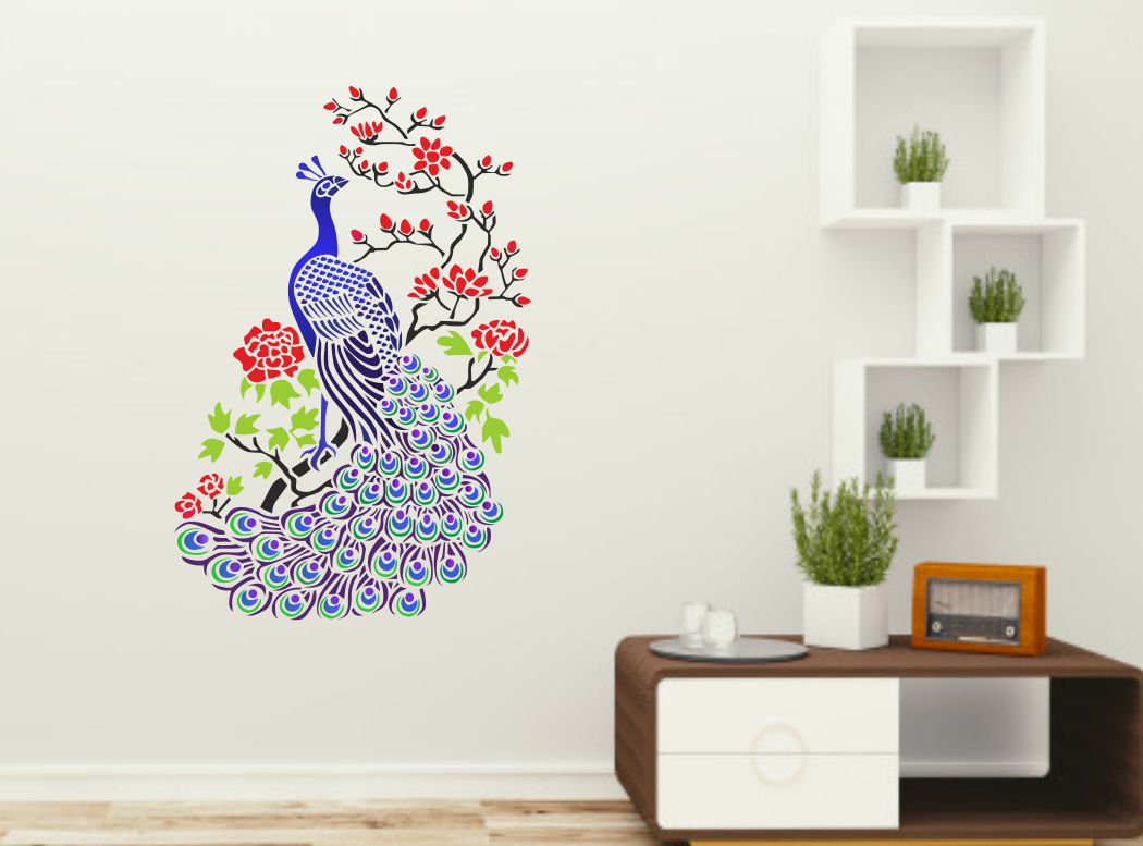 Homexa Decor | Beautiful Peacock Design Wall Sticker (Size 37 x 55 cm)