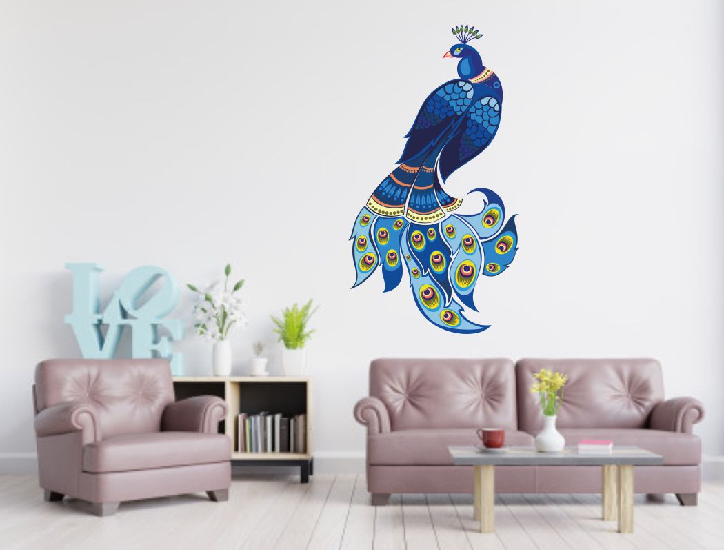 Homexa Decor | Beautiful Peacock Design Wall Sticker (Size 32 x 56 cm)