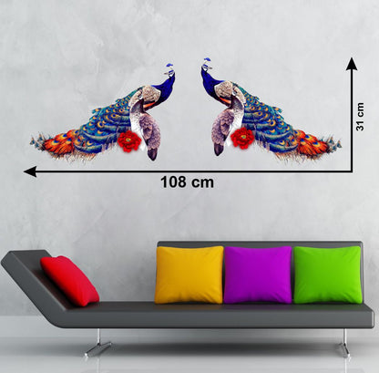 Homexa Decor | Beautiful Peacock Design Wall Sticker (Size 108 x 31 cm)