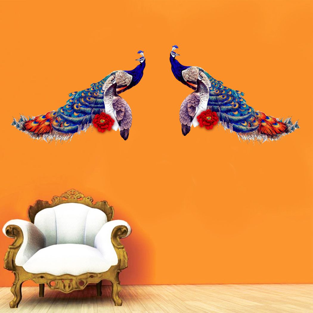 Homexa Decor | Beautiful Peacock Design Wall Sticker (Size 108 x 31 cm)