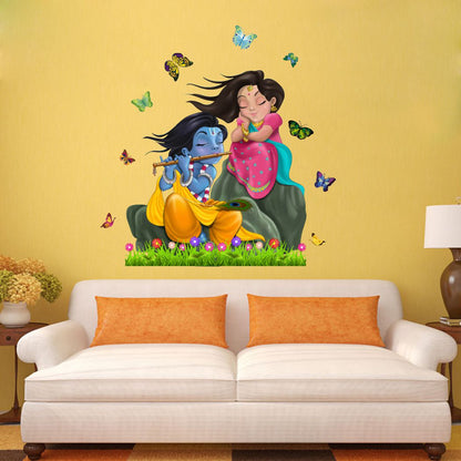 Homexa Decor | Beautiful Radha-Krishna ji Wall Sticker (Size 67 x 67 cm)