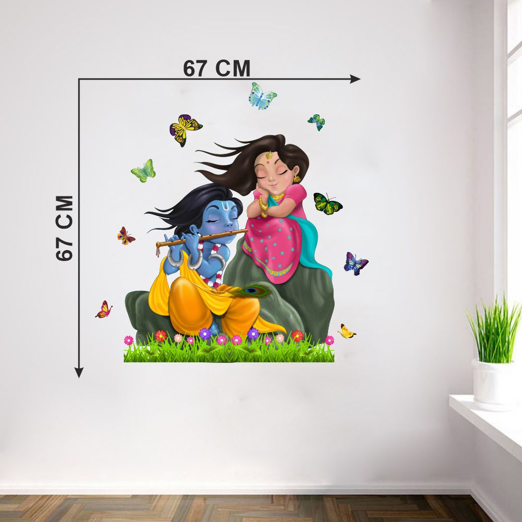 Homexa Decor | Beautiful Radha-Krishna ji Wall Sticker (Size 67 x 67 cm)