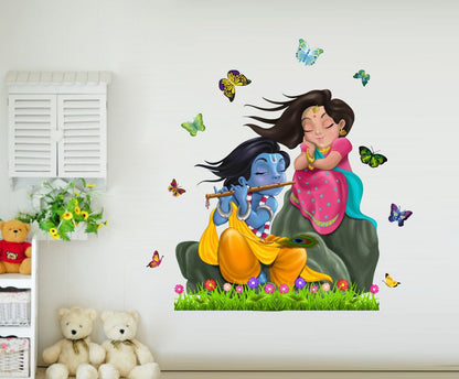 Homexa Decor | Beautiful Radha-Krishna ji Wall Sticker (Size 67 x 67 cm)