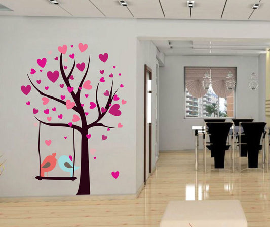 Homexa Decor | Tree With Heart and Birds Design Wall Sticker (Size 61 x 88 cm)