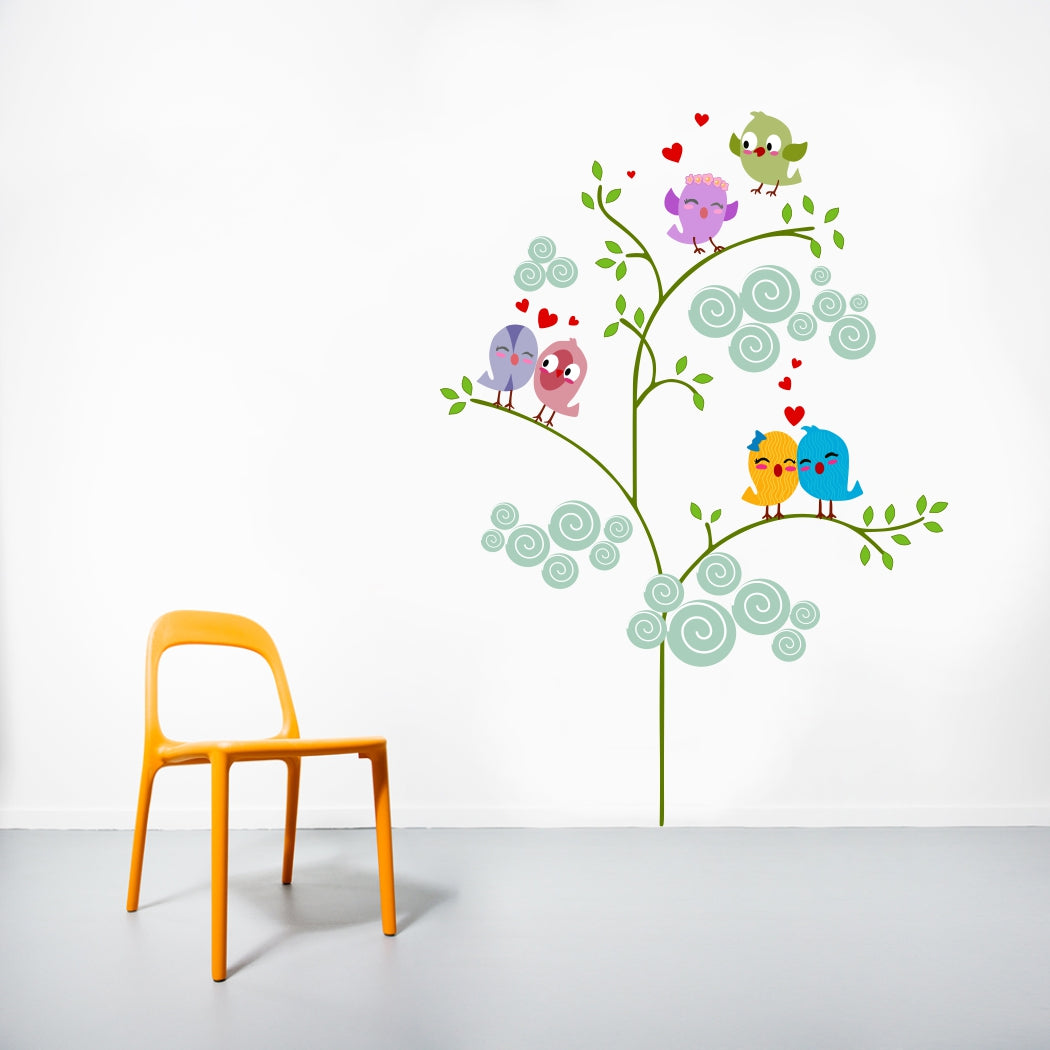 Homexa Decor | Tree With Leaf and Birds Design Wall Sticker (Size 54 x 76 cm)