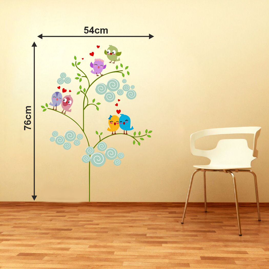 Homexa Decor | Tree With Leaf and Birds Design Wall Sticker (Size 54 x 76 cm)