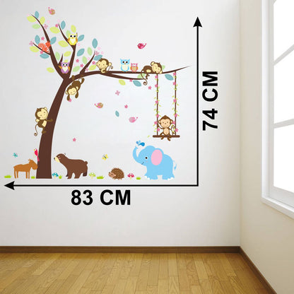 Homexa Decor | Tree With Lamp and Flower Design Wall Sticker (Size 89 x 53 cm)