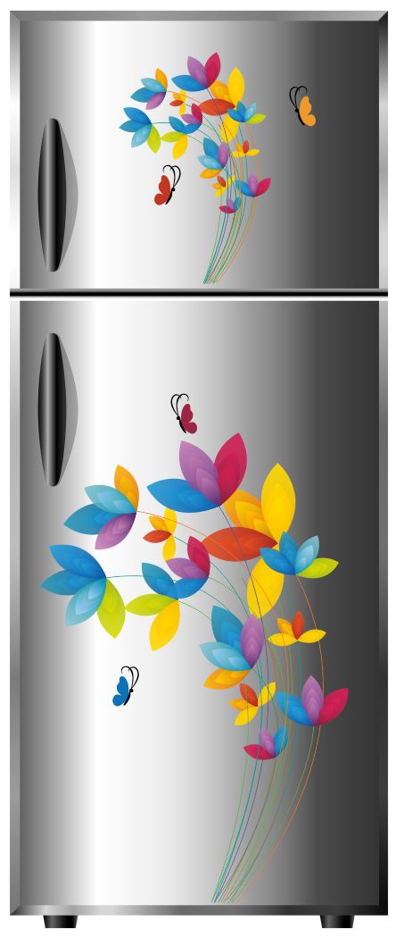 Homexa Decor | Flower and Butterfly Design Fridge Sticker (Size 58 x 38 cm)