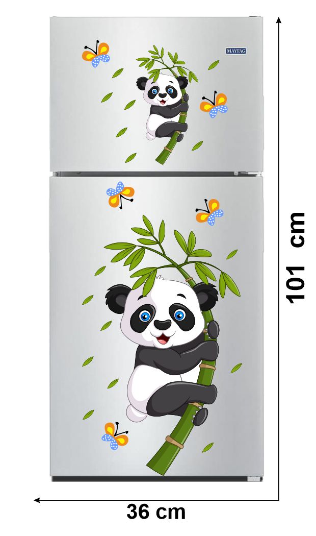 Homexa Decor | Beautiful Pandas and Leaf Design Fridge Sticker (Size 36 x 101 cm)