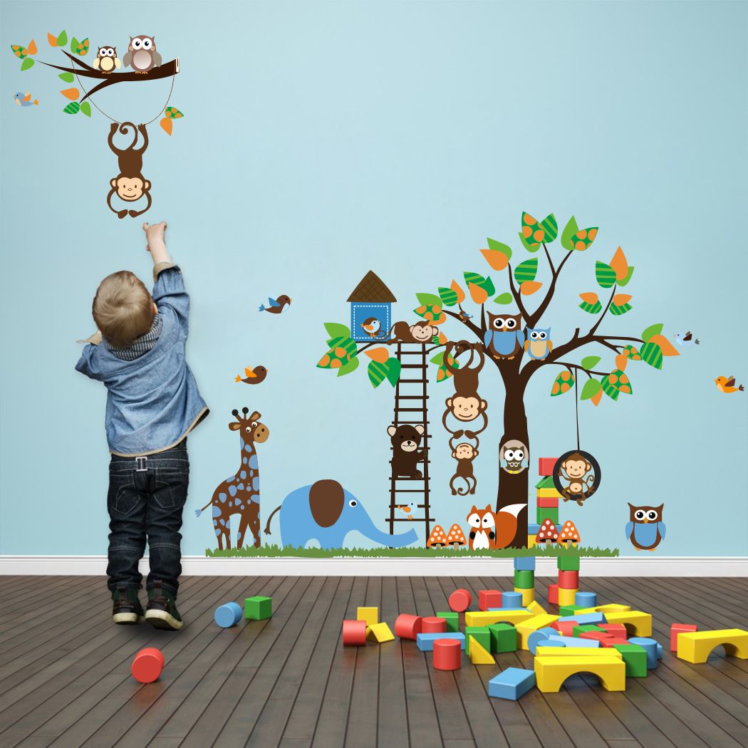 Homexa Decor | Tree With Animal-Birds Design Wall Sticker (Size 93 x 55 cm)