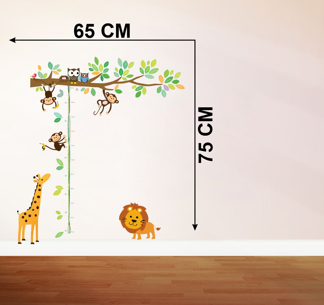 Homexa Decor | Tree With Leaf and Animals Design Wall Sticker (Size 65 x 75 cm)