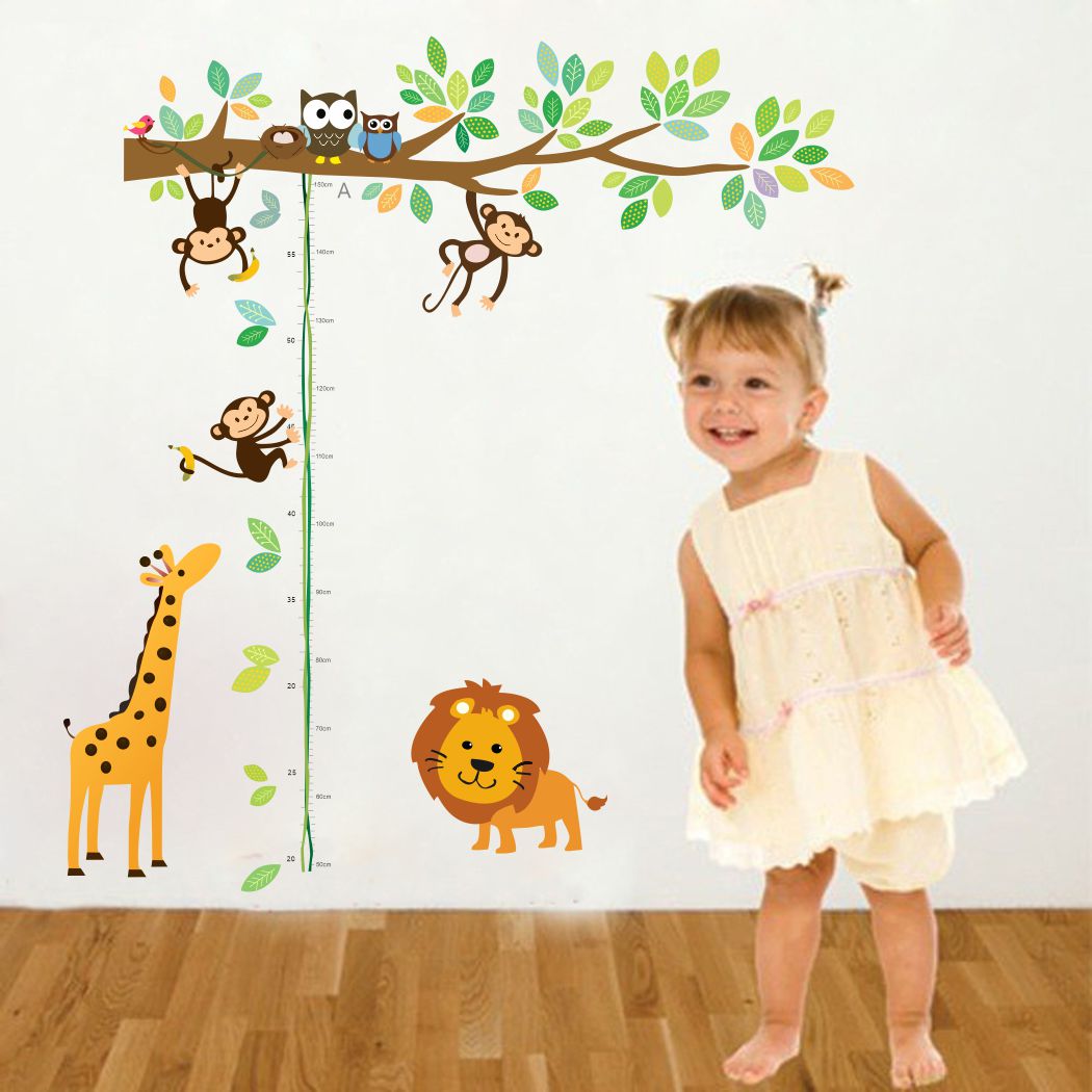 Homexa Decor | Tree With Leaf and Animals Design Wall Sticker (Size 65 x 75 cm)