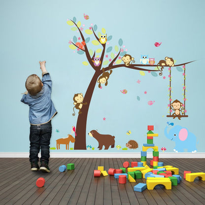 Homexa Decor | Tree With Animal Design Wall Sticker (Size 83 x 74 cm)