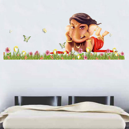 Homexa Decor | Grass Design and Lord Ganesh Combo Design Wall Sticker (Size 91 x 35 cm)