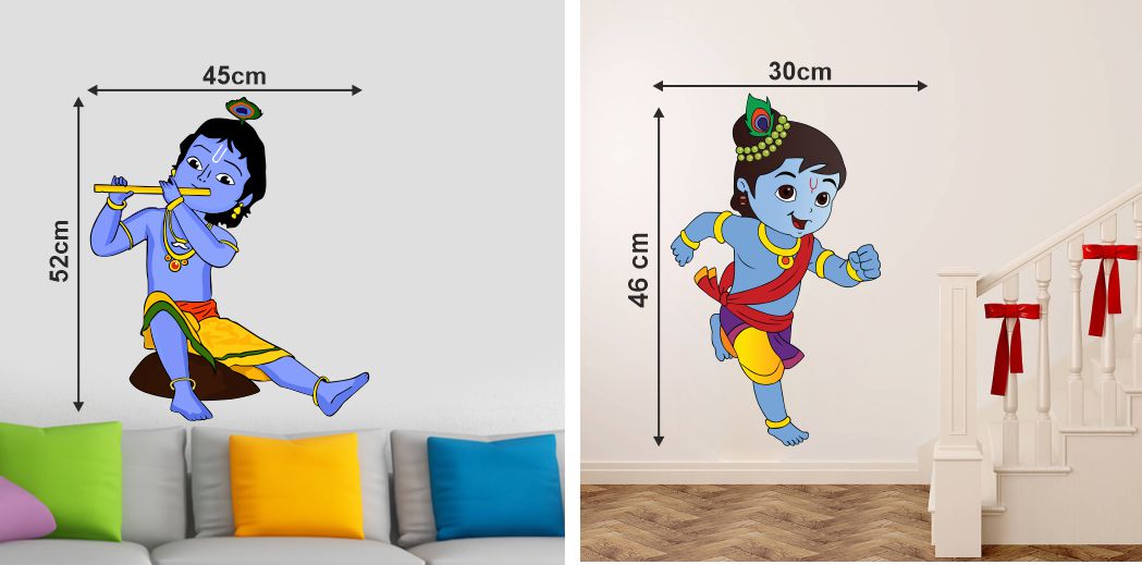 Homexa Decor | LittleTwo Shree Krishna Design Wall Sticker (Size 58 x 54 cm)