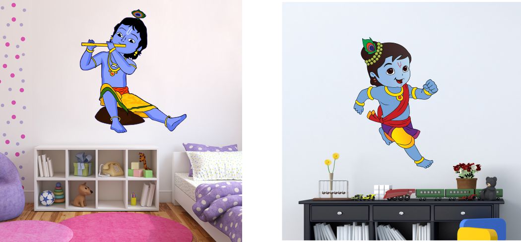 Homexa Decor | LittleTwo Shree Krishna Design Wall Sticker (Size 58 x 54 cm)