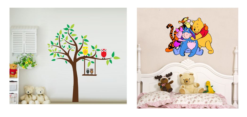 Homexa Decor | Tree With Catroon Combo Design Wall Sticker (Size 117 x 47 cm)