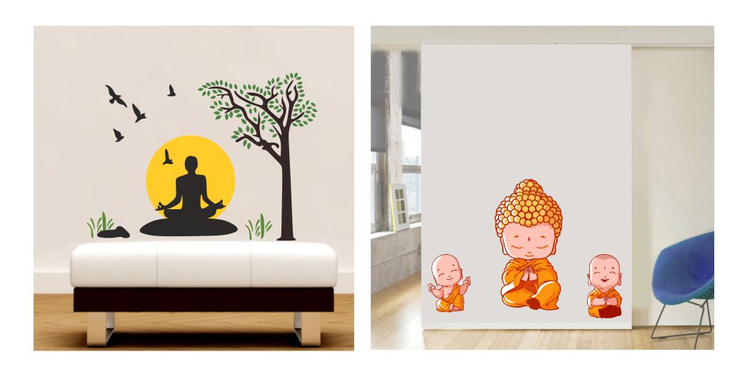 Homexa Decor | Beautiful Buddha Combo Design Wall Sticker (Size 97 x 58 cm)