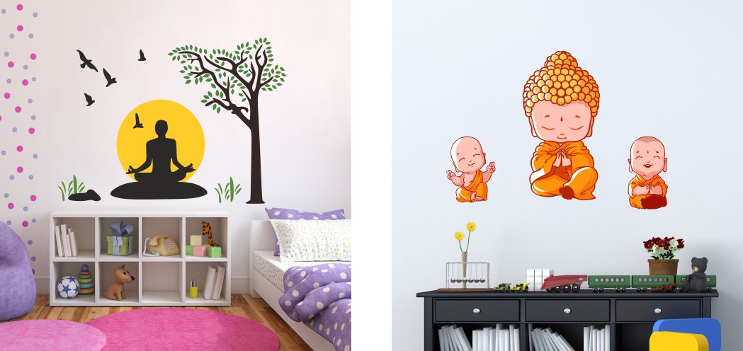 Homexa Decor | Beautiful Buddha Combo Design Wall Sticker (Size 97 x 58 cm)