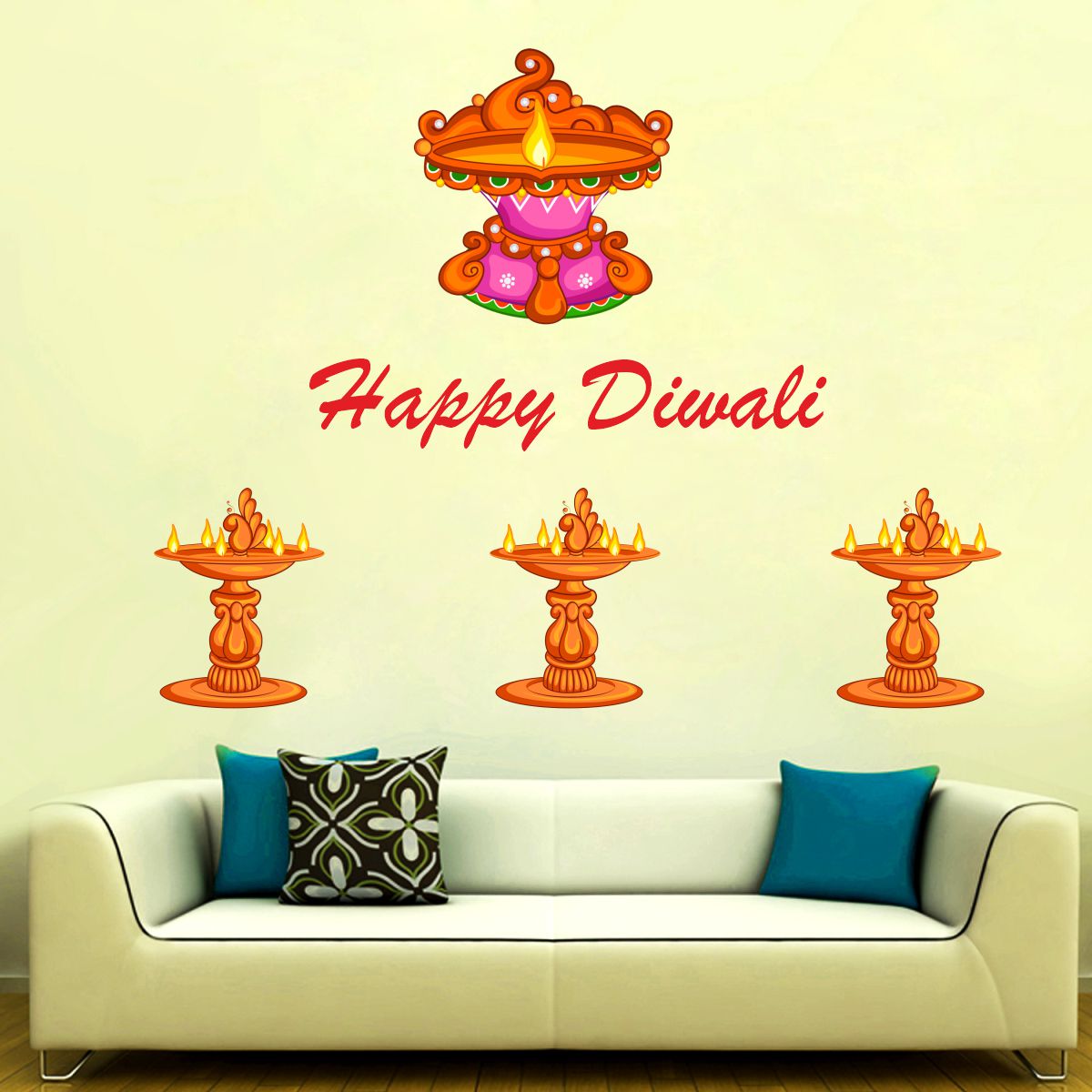 Homexa Decor | Shankar bhagwan and Little Ganesh ji Design Wall Sticker (Size 73 x 73 cm)