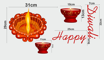 Homexa Decor | Happy Diwali Design Wall Sticker (Size 58 x 53 cm)