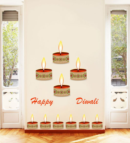 Homexa Decor | Happy Diwali Design Wall Sticker (Size 58 x 52 cm)