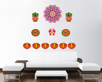 Homexa Decor | Happy Diwali Design Wall Sticker (Size 58 x 36 cm)