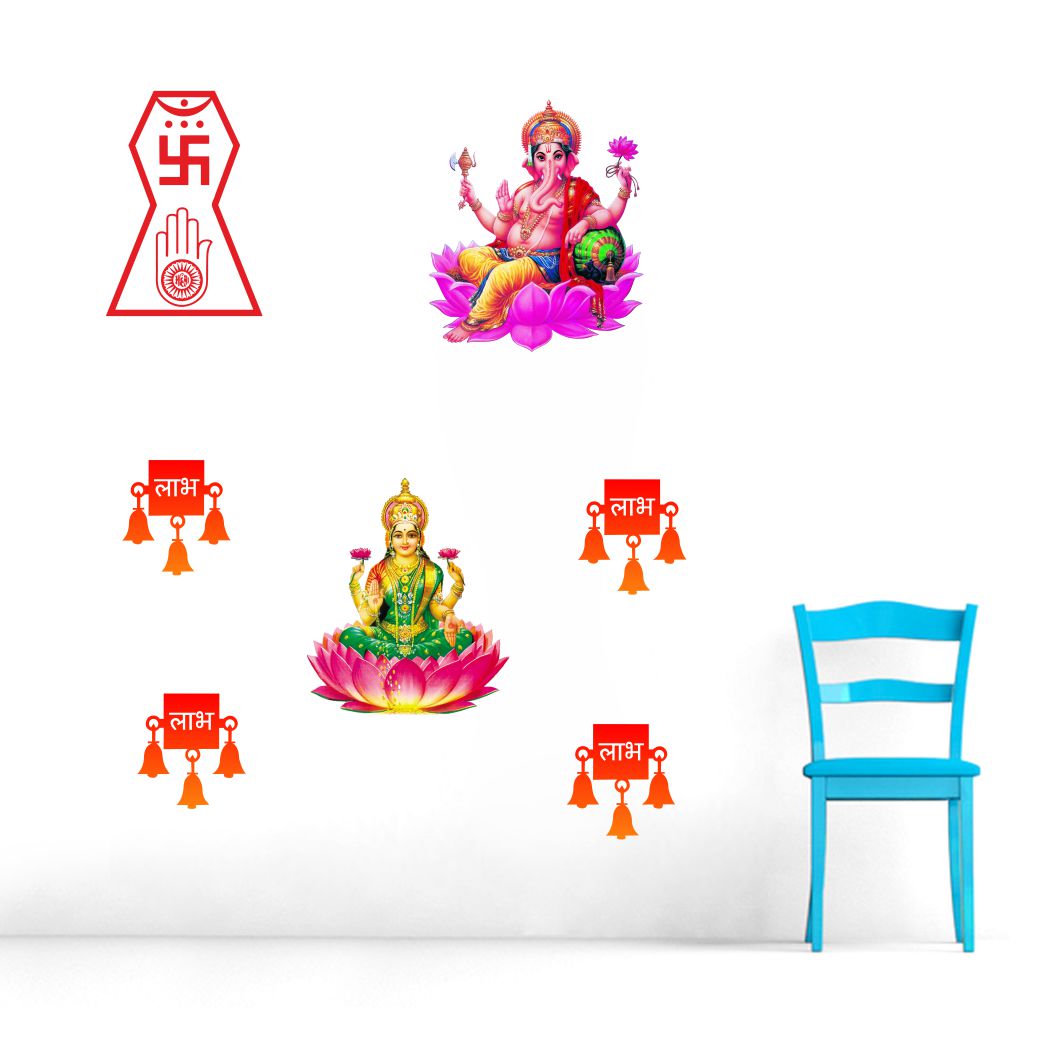 Homexa Decor | God of Ganesh-Parvati Maa Design Wall Sticker (Size 58 x 49 cm)