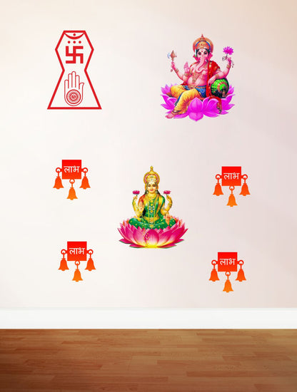 Homexa Decor | God of Ganesh-Parvati Maa Design Wall Sticker (Size 58 x 49 cm)