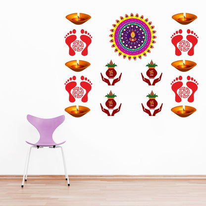 Homexa Decor | Happy Diwali Design Wall Sticker (Size 58 x 36 cm)