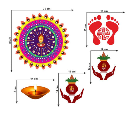 Homexa Decor | Happy Diwali Design Wall Sticker (Size 58 x 36 cm)