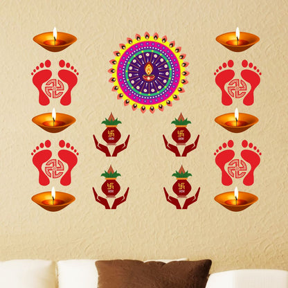 Homexa Decor | Happy Diwali Design Wall Sticker (Size 58 x 36 cm)