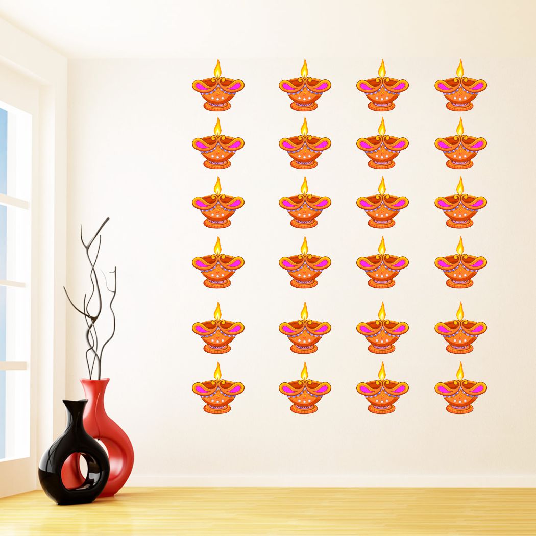 Homexa Decor | Happy Diwali Design Wall Sticker (Size 58 x 36 cm)