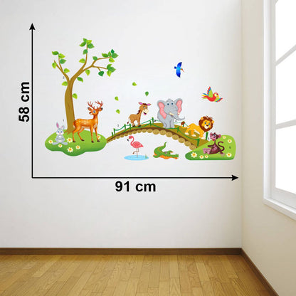 Homexa Decor | Tree With Animal Design Wall Sticker (Size 91 x 58 cm)