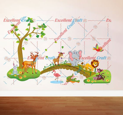 Homexa Decor | Tree With Animal Design Wall Sticker (Size 91 x 58 cm)