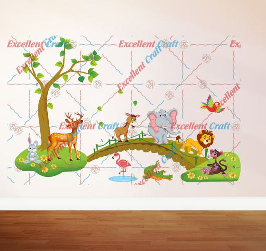Homexa Decor | Tree With Animal Design Wall Sticker (Size 91 x 58 cm)