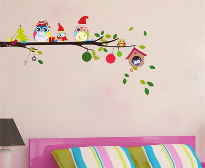 Homexa Decor | Beautiful Tree With Owls Design Wall Sticker (Size 116 x 59 cm)