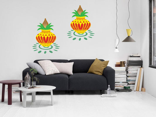 Homexa Decor | Beautiful Kalash Combo Design Wall Sticker (Size 27 x 37 cm)